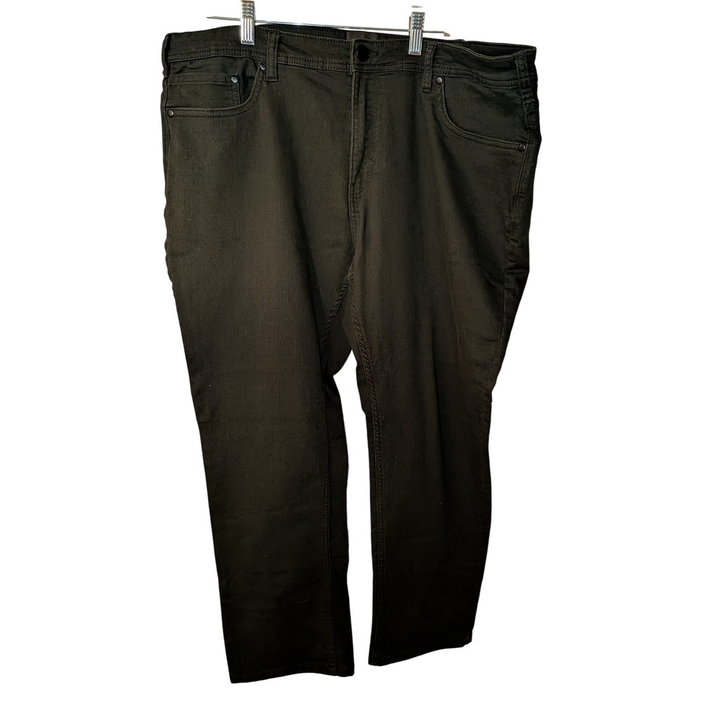 Jachs‎ NY Mens Dark Green Stretch Denim Straight Leg Jeans 5 Pocket Pants Solid